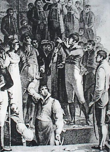 Die Grundsteinlegung. Kupferstich zu Goethes Wahlverwandtschaften. 1811